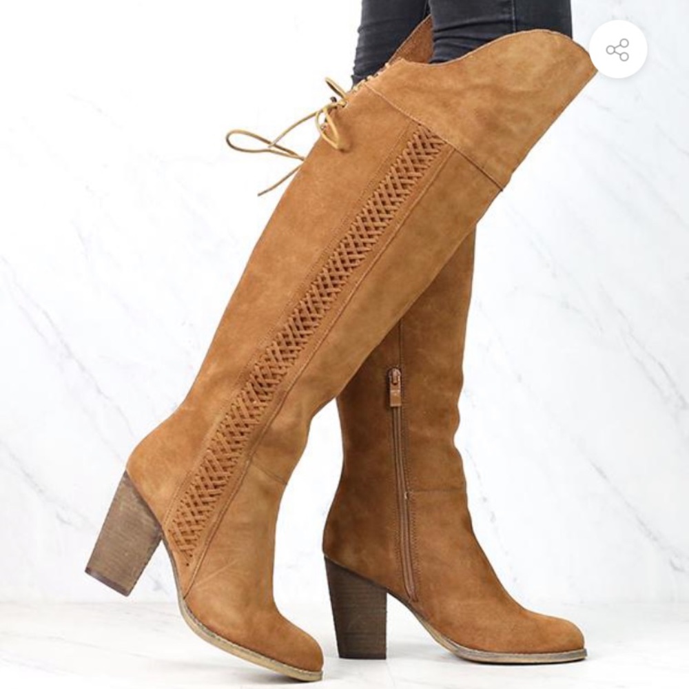 Sbicca Gusto Over The Knee Leather Tan Boots